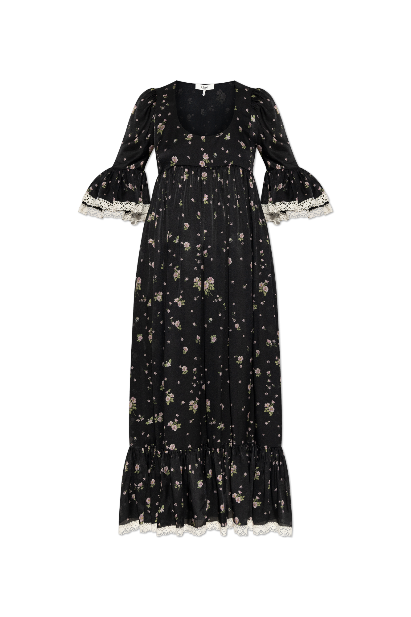 Black Silk dress with floral motif Chloé - Vitkac AS